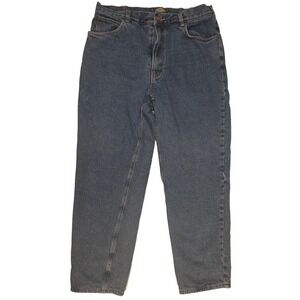 Vintage Mens Cabela's Roughneck Green Fleece Lined Relaxed Fit Blue Jeans 38x32